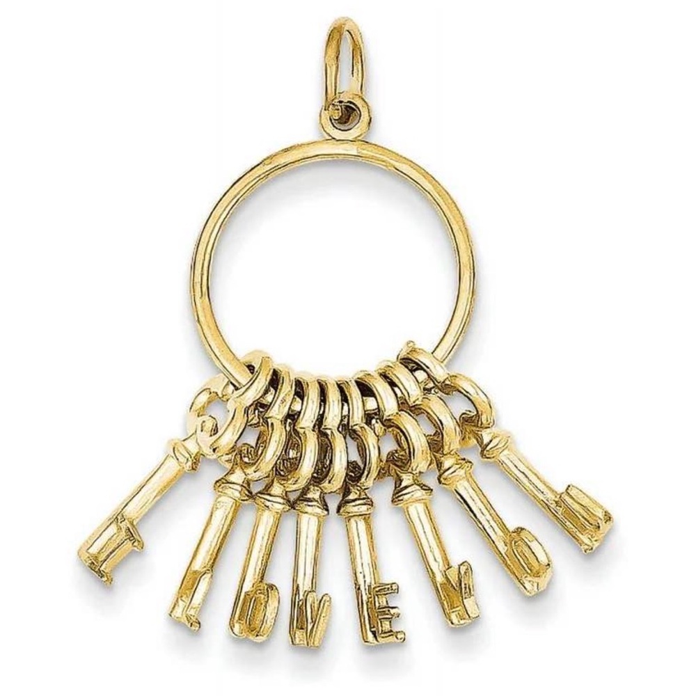 Solid 14k Gold Love Keys Charm Pendant